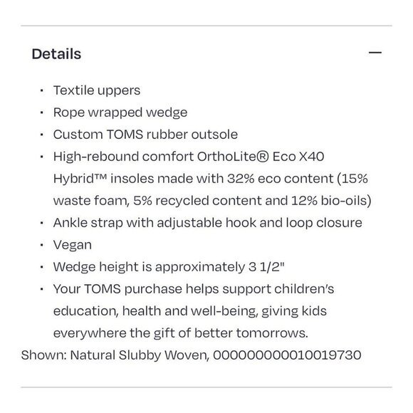 Toms Marisela Wedge Sandals Natural Slubby Woven Size 11 - Picture 16 of 16
